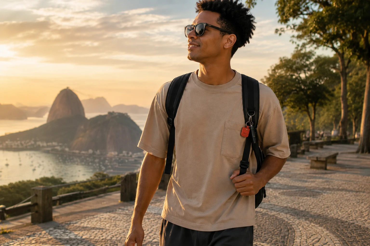 AirVape OM preso à mochila em um passeio pelo Rio de Janeiro